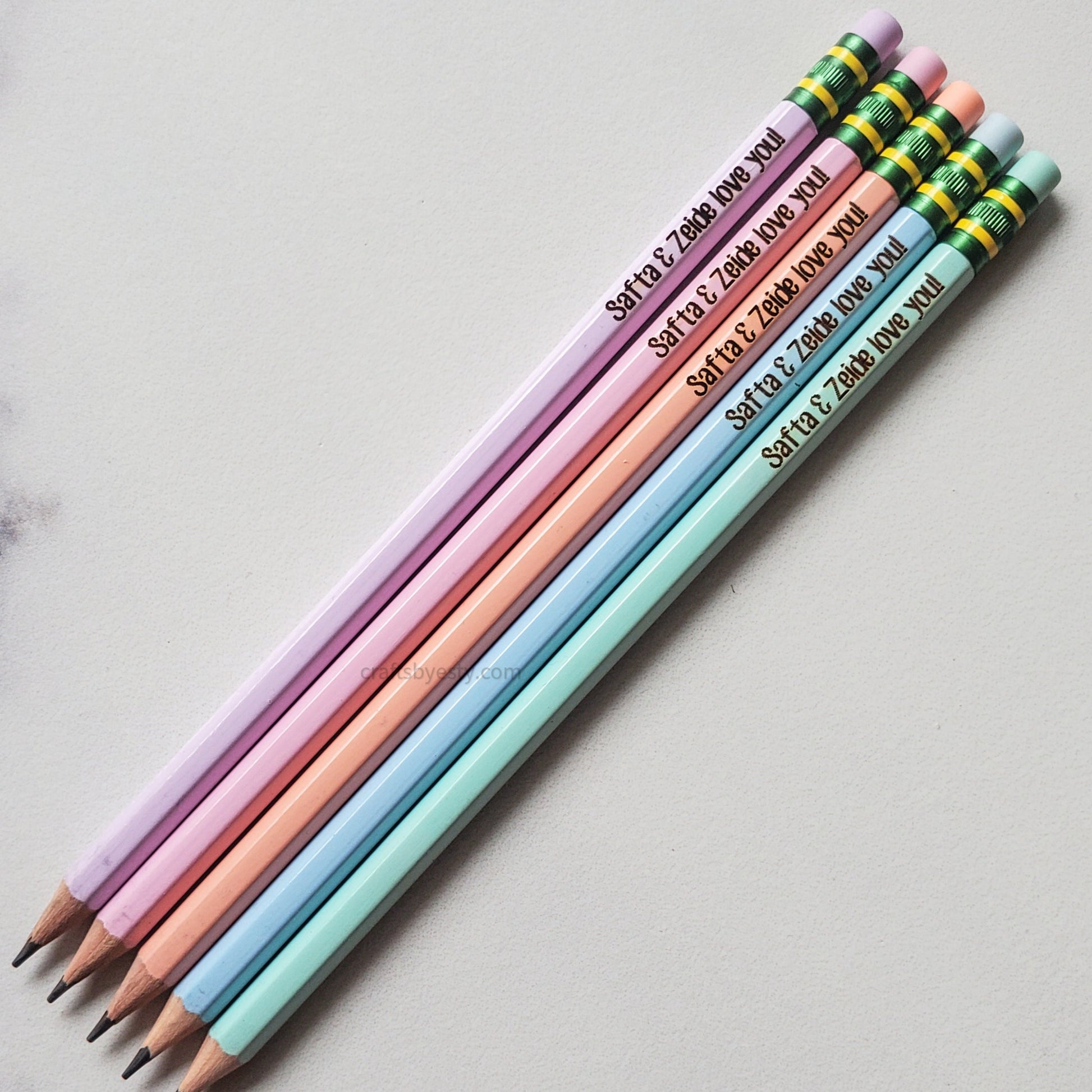 SPRING PASTELS Personalized Pencils Set of 5 Designer Color Combo